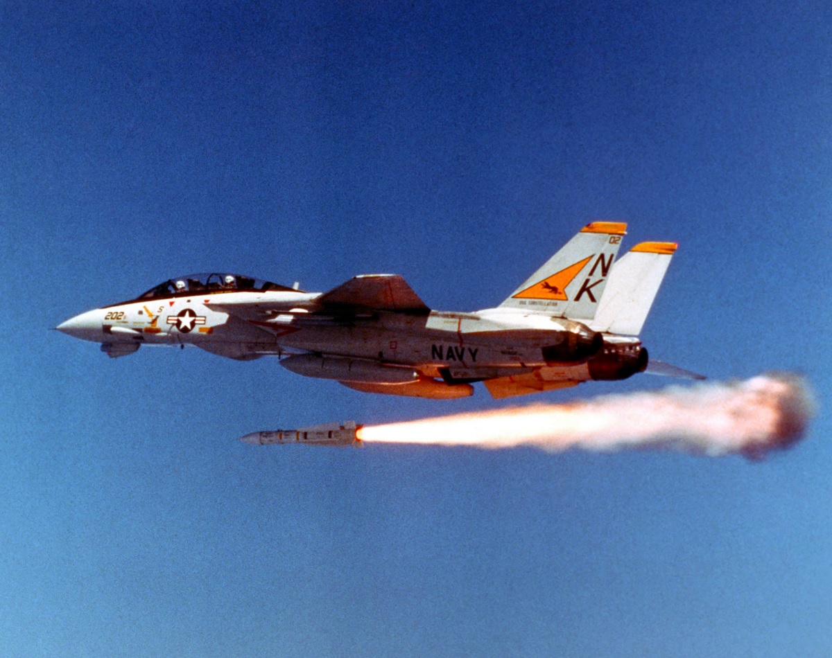 A US Navy F-14 Tomcat in flight.